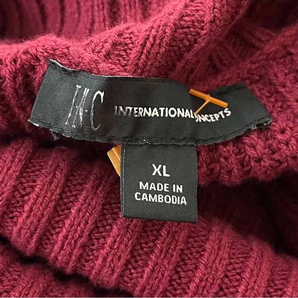 INC International Concepts Turtleneck Sweater Dress Ribbed Knit Burgundy XL - Picture 4 of 7